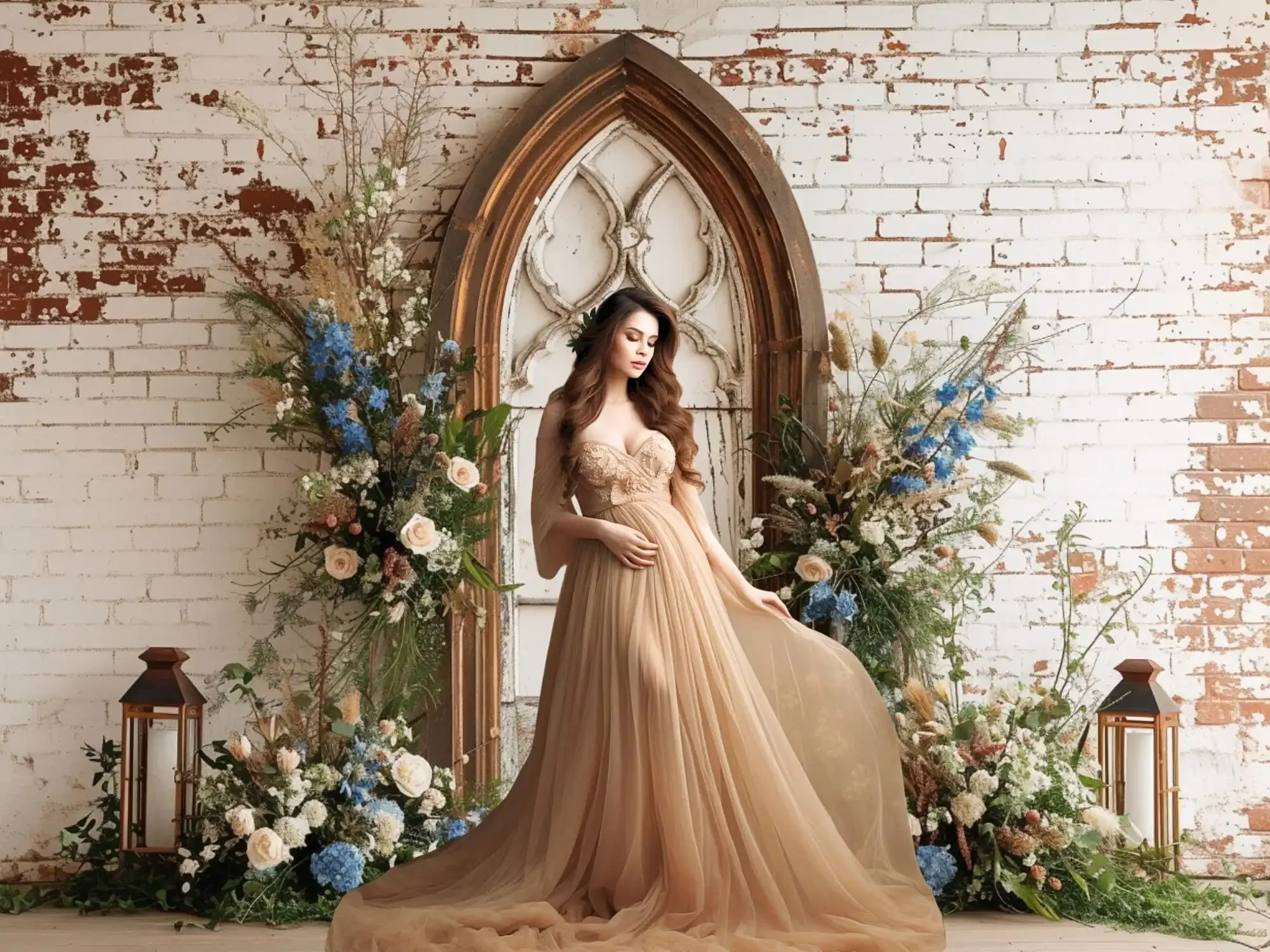 Mehofond-Fondo de fotografía, pared de ladrillo rústico, Floral, ventana, cumpleaños, boda, maternidad, Retrato, decoración, telón de fondo, estudio fotográfico