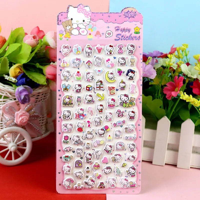 Cute cartoon 3D animation HelloKitty foam bubble sticker - soft DIY manual diary decoration sticker gift