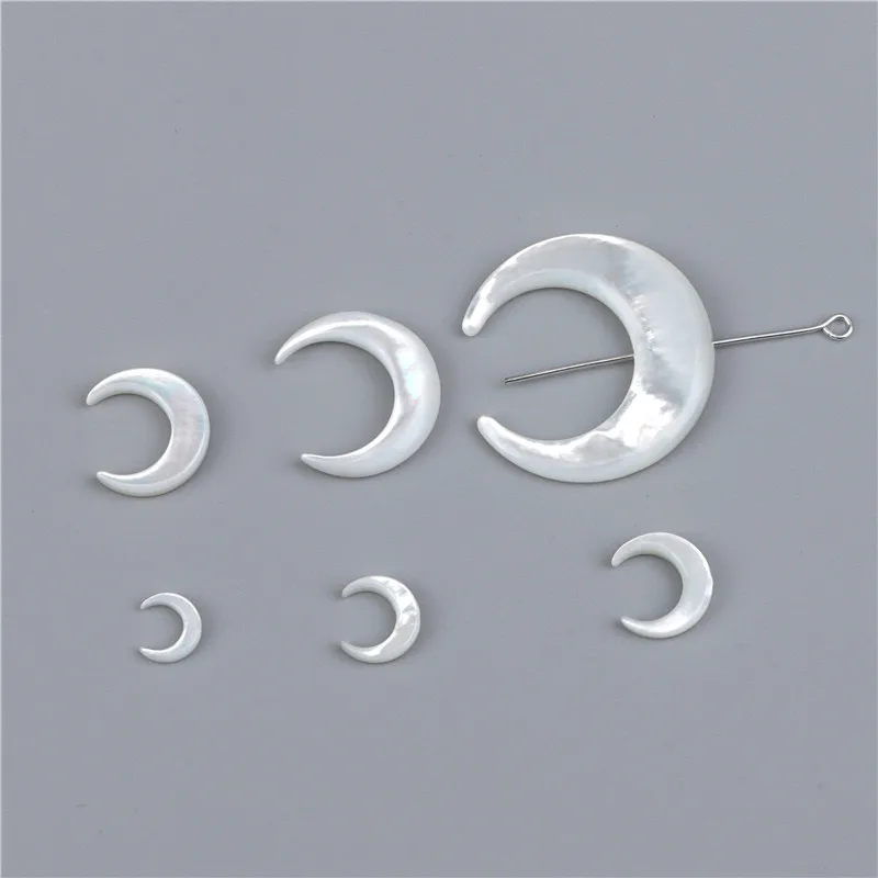 Real Shell Charm Moon Lucky Pendant Natural Mother of Pearl DIY Making Necklace Bracelet Earring Brooch MOP Jewelry Accessory