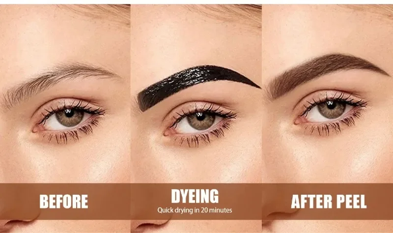 5-Farben Peel-Off Augenbrauen-Gel mit Bürstenkopf, Semi-Permanente Augenbrauenfarbe, Wasserfest, Langanhaltend, Tattoo-Effekt, Peel-Off Augenbrauen-Gel-Farbe, Augenbrauen-Make-up – Detail 5