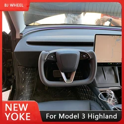 Yoke Handle Fit For Tesla Model 3 Highland 2024 with Heating Steering Wheel  Personalized Racing Customized Accessories