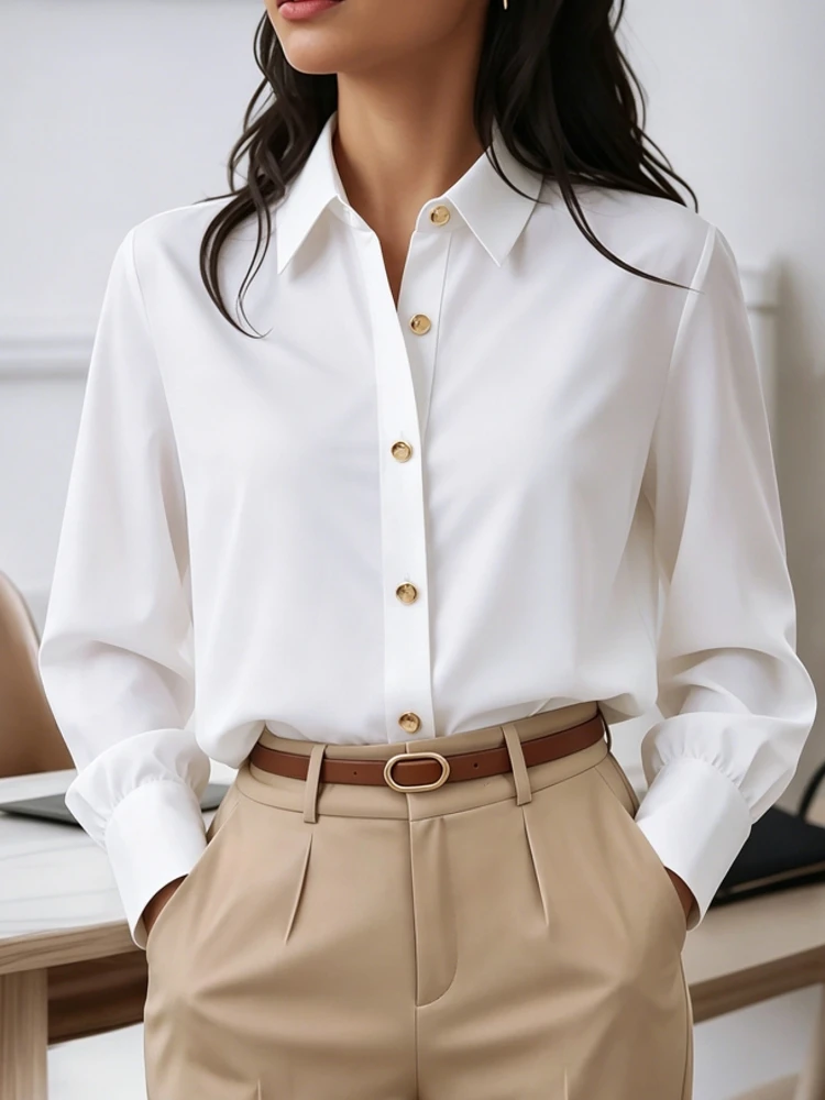 

Women Satin Blouses White Spring Autumn Long Sleeve Blouse Woman Blouse Shirt Office Elegant Work Shirt Top Blusas Mujer De Moda