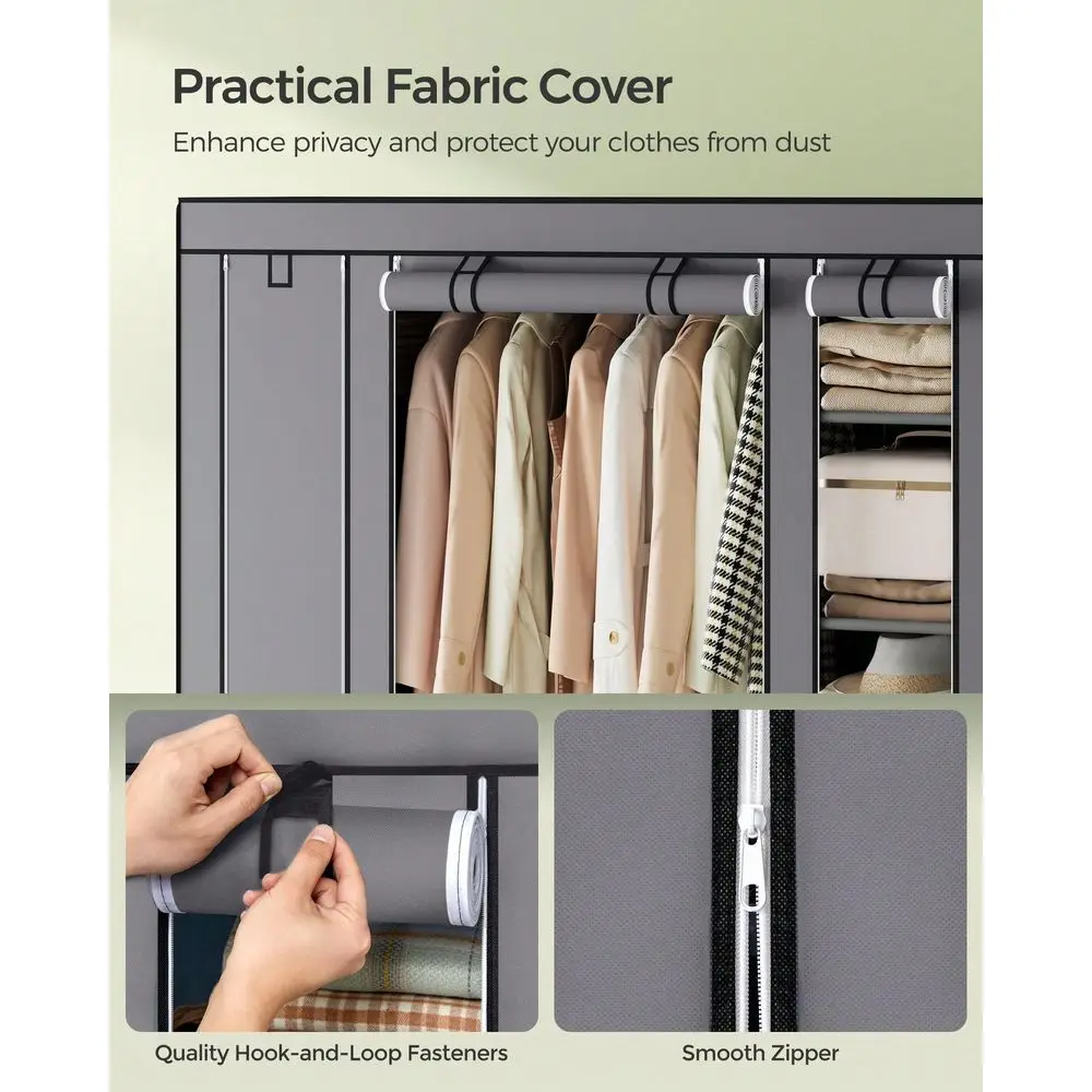 

59 X 17.7 X 69 Inches Clothes Storage Organizer, Portable Closet Wardrobe For Bedroom With NonWoven Fabric Cover, 12 Compartmen