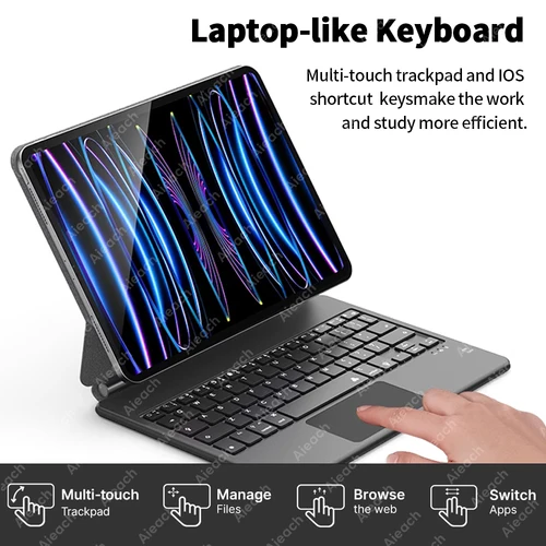 Imagen 2 del producto Para teclado mágico iPad con Trackpad multitáctil teclado magnético Bluetooth para Pro 13 11 M4/ 12,9 y 11th a16/Air 13 11 M2 M3