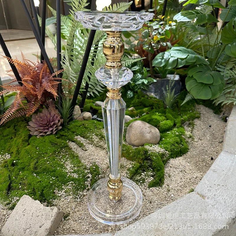 48cm Hoher Transparenter Acryl-Blumenständer Kristall-Tischdekoration Hochzeits-Blumenpodest Gold Silber Event-Party-Dekoration – Detail 1