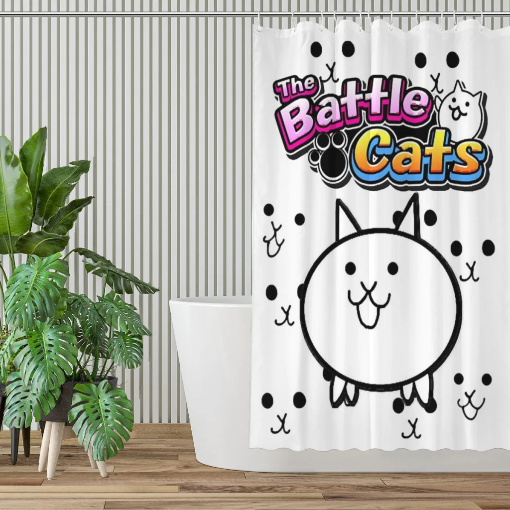 Modern 3D Printing Hot Game Battle Cats Shower Curtain Landscape Bath Curtain With Hooks for Bathroom waterproof scenery