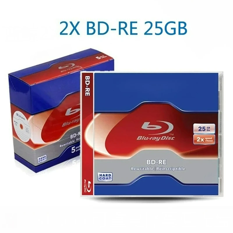 

Диски Blu-Ray Verbatim BD-RE 25 ГБ 2X, двухслойные, перезаписываемые, пустые, 5 штук в упаковке