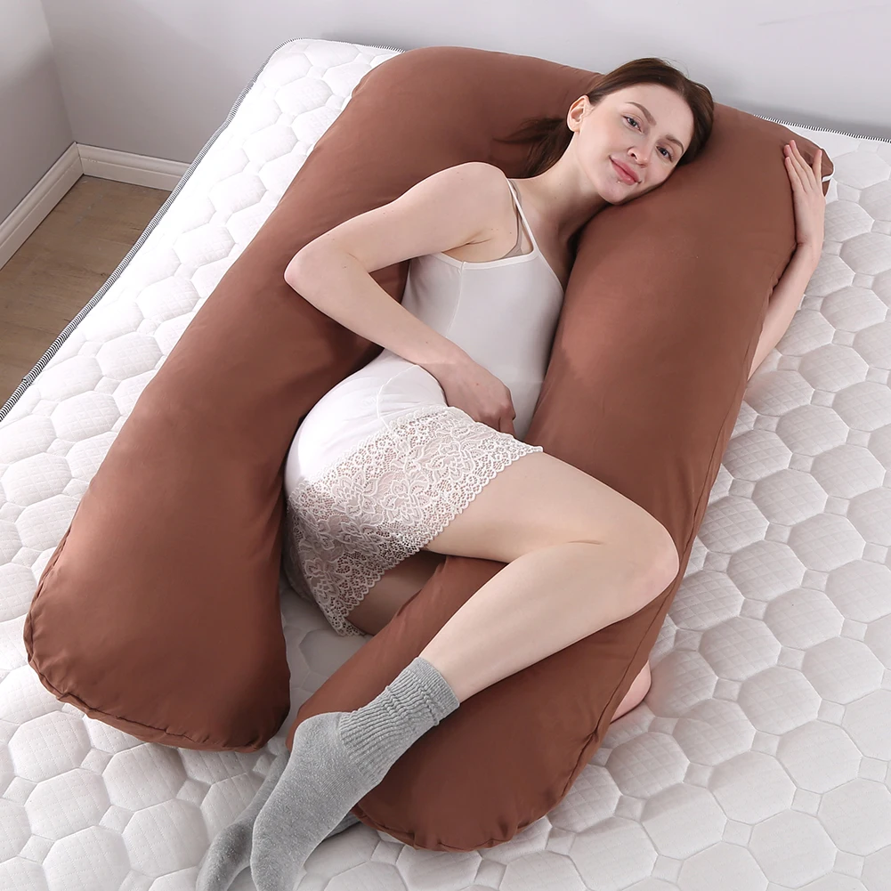 Taie d'Oreiller en Forme de U pour Femme Enceinte, Coussin Multifonction avec Protection Latérale