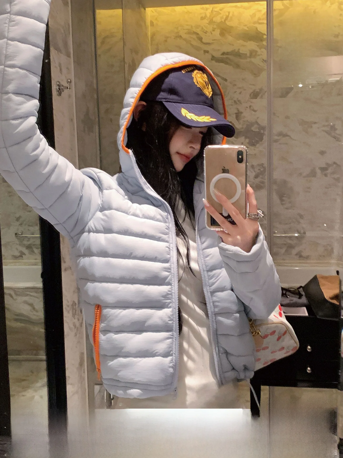

Okaaay Ice Mountain Sunrise ort Loose Women's Cotton Jaet Winter Warm Color Blo Hoodie Casual Sle Long Sve Coat