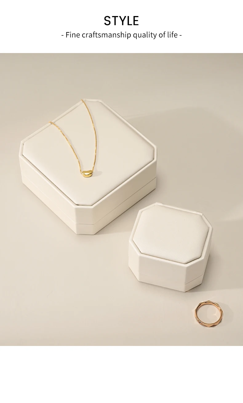 Oirlv Single and Double Ring Box PU Leather Wedding Jewelry Box Organizer Case Gift Jewelry Ring Box for Engagement Customizable