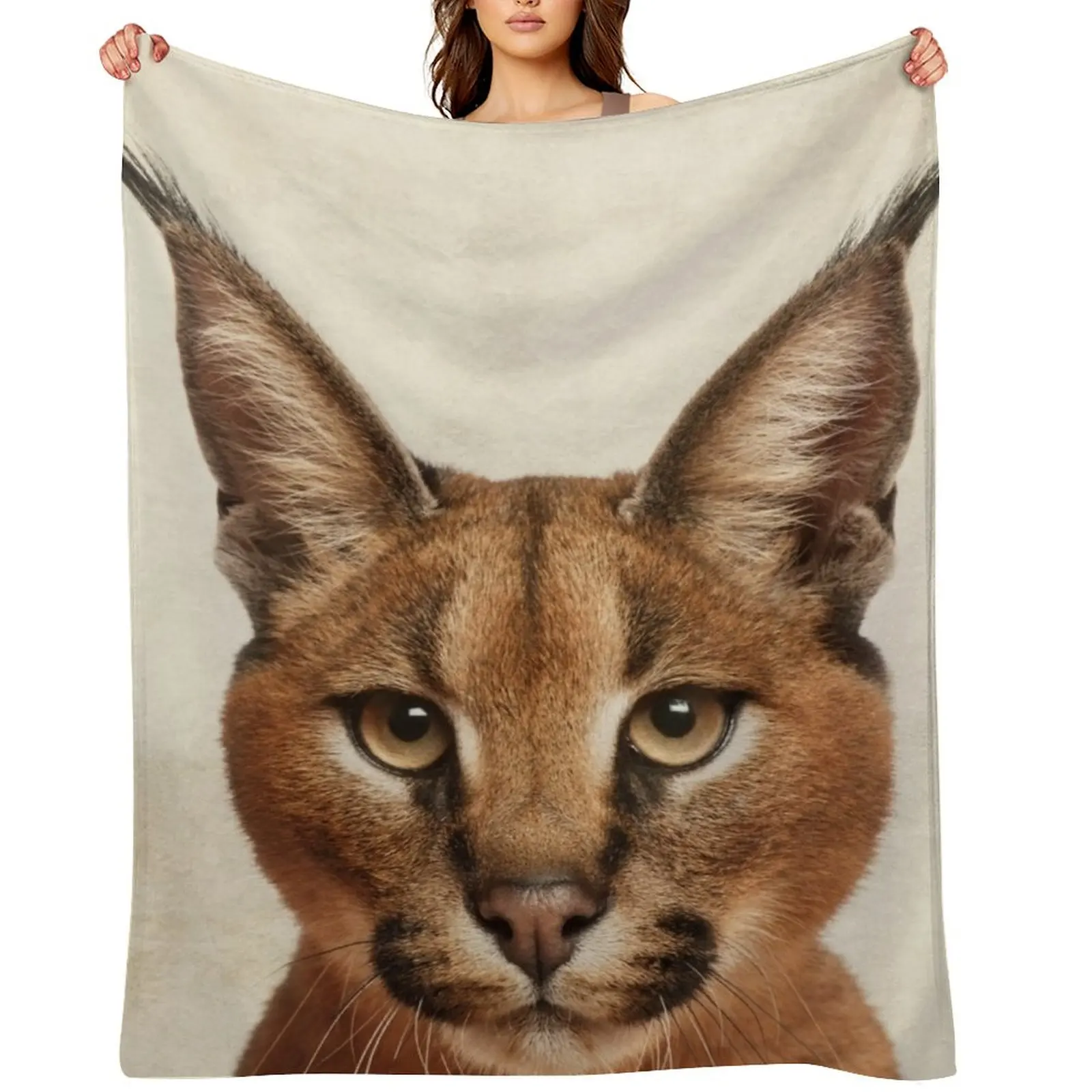 Caracal Cat Art، بطانية رمي صورة حيوانات سافانا، بطانيات زخرفية فاخرة وسميكة عتيقة