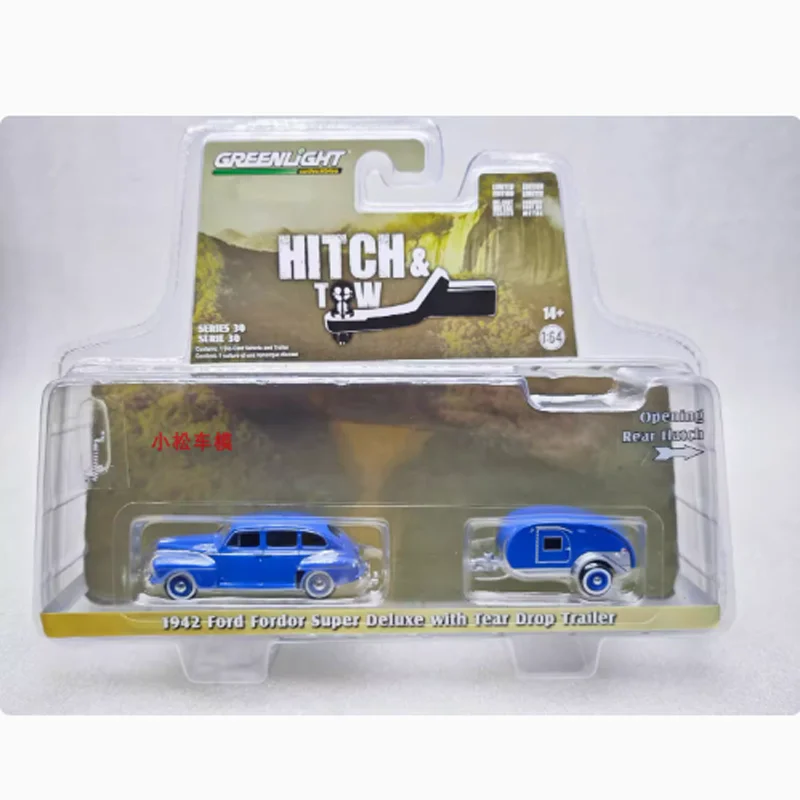GreenLight 1:64 Scale 1942 Ford Fordor & Tear Drop Trailer Alloy Car Model Collection Display Toy Gifts Souvenirs