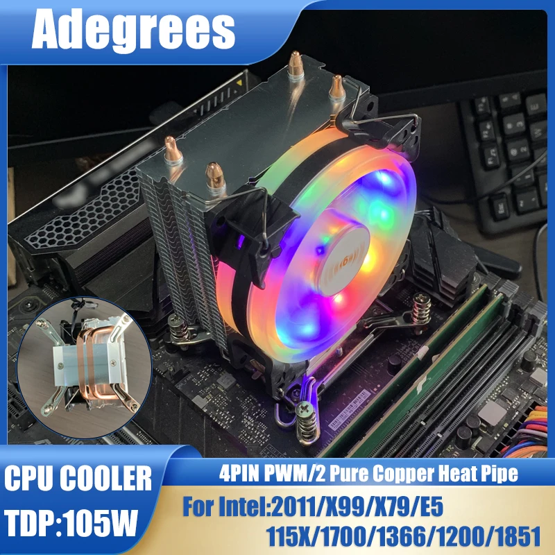 

CPU Cooler Tower PC Radiator 4PIN PWM Silent RGB Fan For Intel 775 1700 1200 1150 1155 1156 1366 2011 AMD AM5 AM4 AM3 x99 x79