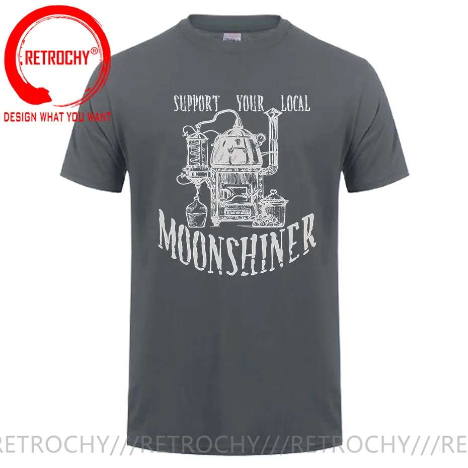 Support Your Local Moonshiner Funny Moonshine T-Shirt Men Slim Fit T Shirt For Men Cotton Top Tee Unique Classic tshirt Camiseta