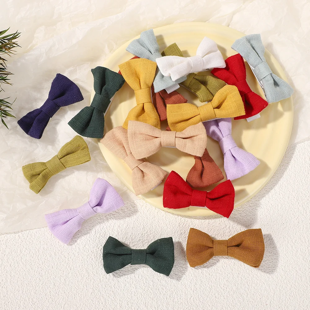 40pcs 어린이 무작위 컬러 활 머리핀 면화 헤어 클립 소녀 사랑스러운 Bowknot Hairgripe 유아 머리 장식 아기 헤어 액세서리