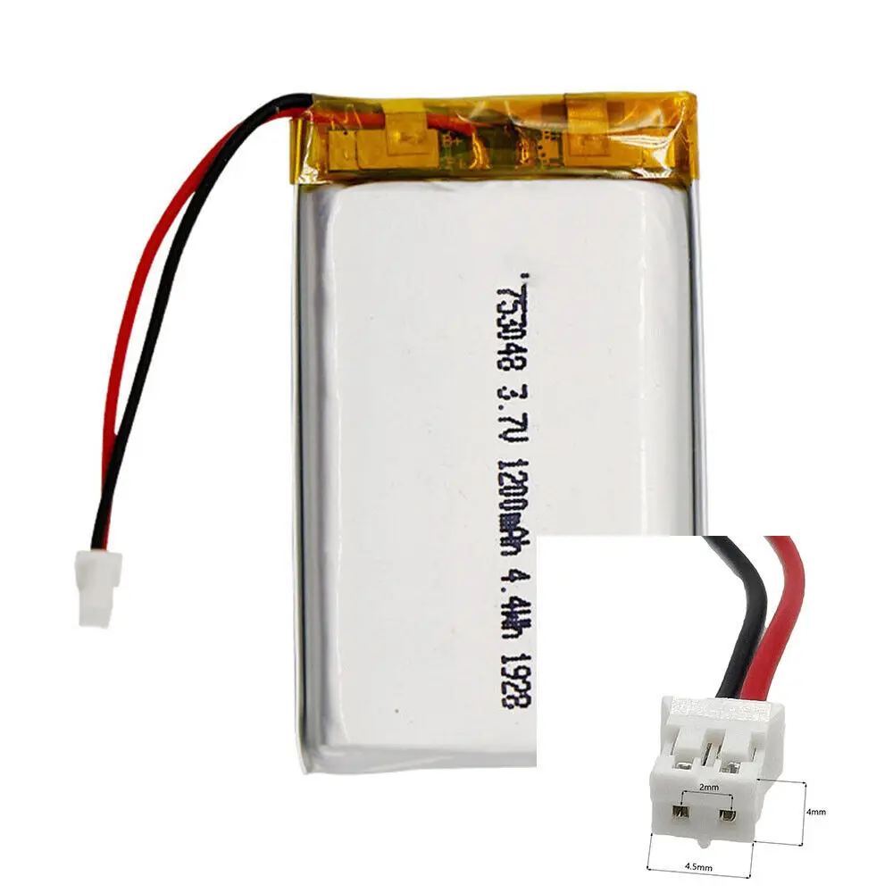 Rechargeable 3.7V 1200mAh 753048   Polymer Ion Battery For CHARGING TREASURE POWER MOBILE POWER DVD GPS  MP3 ELECTRIC TOYS MP873