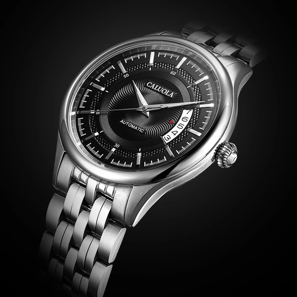 Мужские механические часы CALUOLA, Роскошные автоматические часы из нержавеющей стали с сапфировым стеклом, водонепроницаемость 50 м, новинка 2023, 41 мм