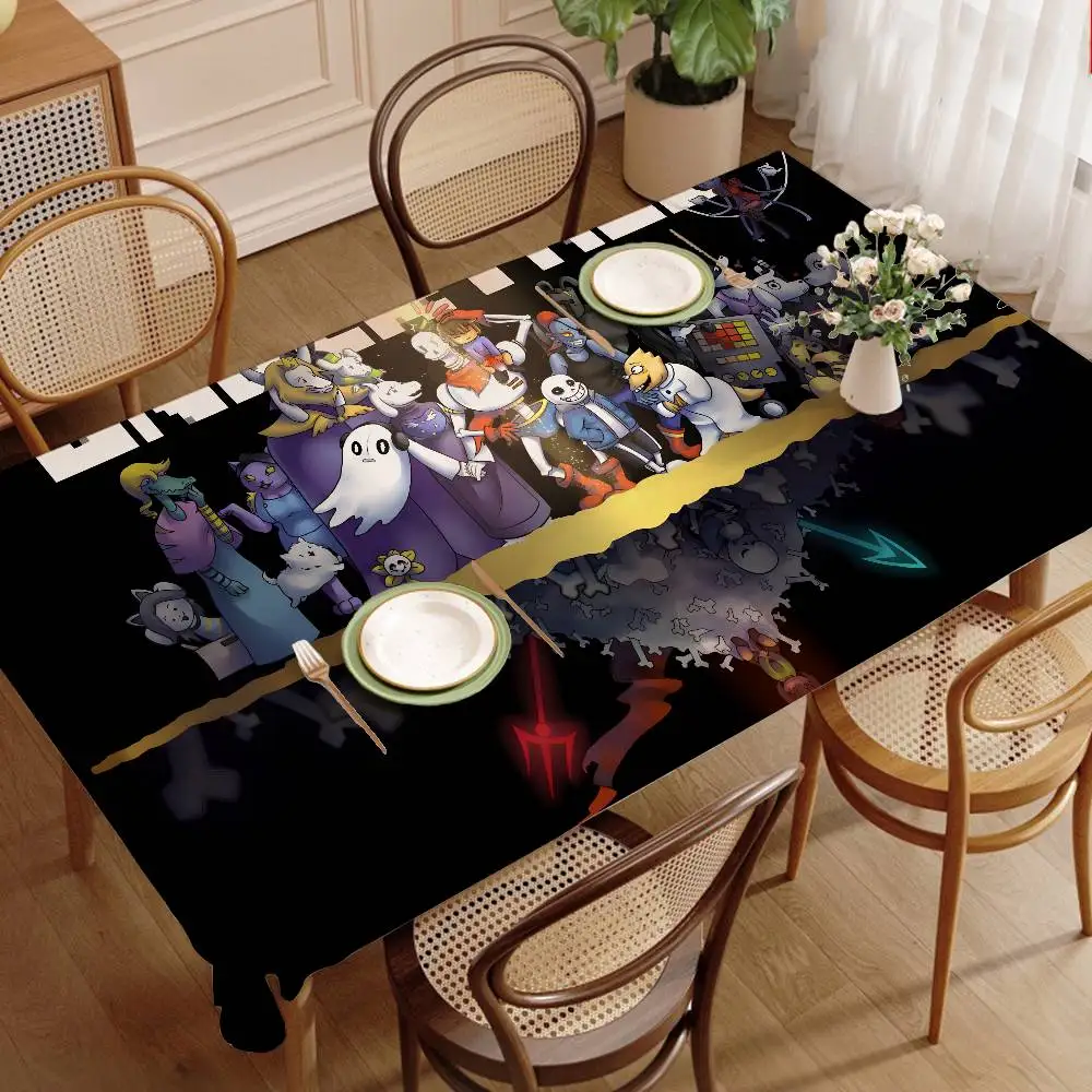 U-Undertale G-Game Waterproof Rectangle Tablecloth Fiesta Home Decor Dining Room Decor Reusable Table Cover Party Supplies