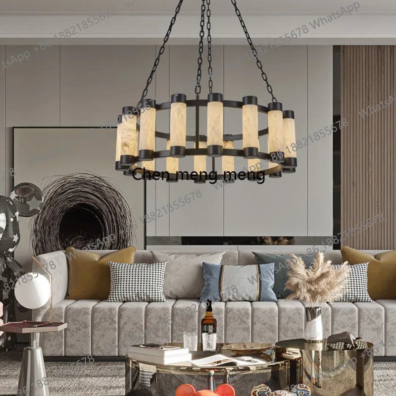 

Living room chandelier modern light luxury lamp atmospheric ring 2024 new dining room bedroom full copper lamp