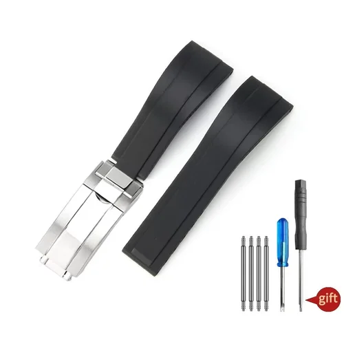 Correa de reloj de goma de silicona suave natural de 20mm para correa de reloj Rolex Daytona Submariner GMT OYSTERFLEX pulsera con hebilla plegable
