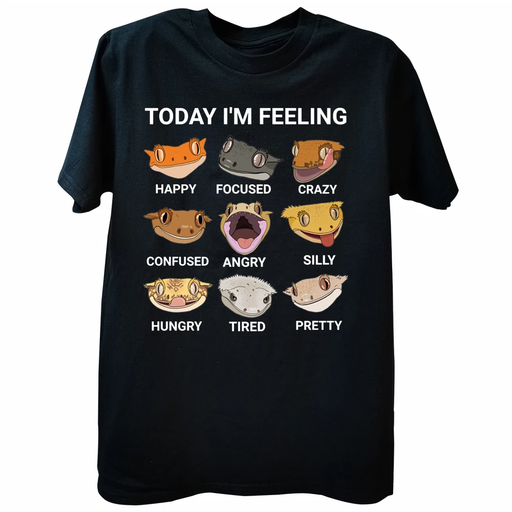 Today I'm Feeling Crested Gecko T-Shirts für Damen, Sommer, lässig, modisch, lustig, High-Street-Tops, Rundhalsausschnitt, kurze Ärmel, Baumwoll-T-Shirts – Detail 3