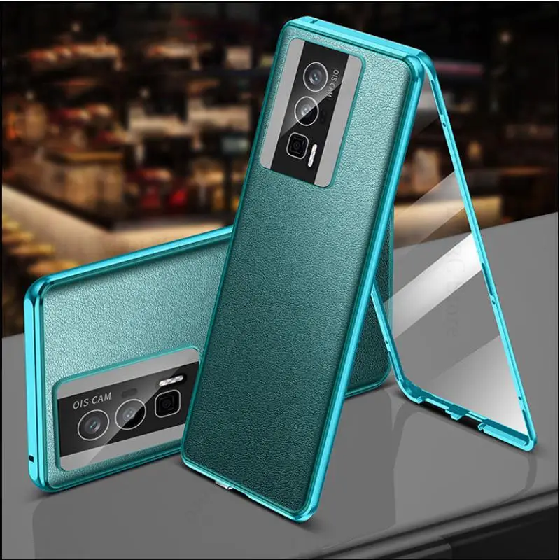 

Tempered Glass Leather Phone Case For Redmi Note 12 Pro Plus 360° Double Sided Magnetic Absorption Flip Cover Redmi K60E K60 Pro