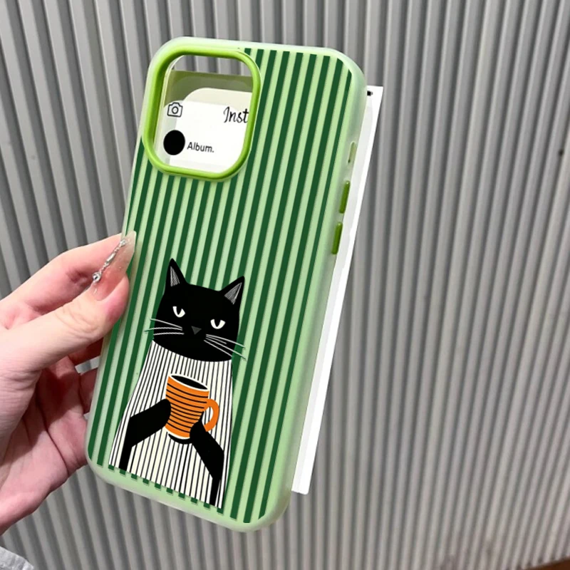 Cartoon Black Cat Stripe Case For OnePlus 10R 13R Nord 5 CE 4 3 LITE ACE 3 2 Soft Silicone Candy Color Matte Cover