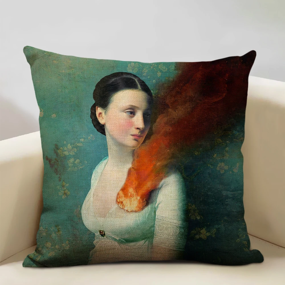 Elegant Lady Lovely Girl Decorative Cushion Cover Shakespeare Plays Fantasy Painting Heart Wish Sofa Throw Pillow Case