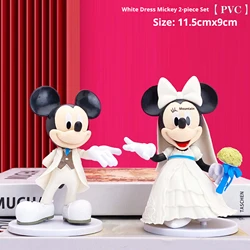 Disney Mickey Toys Action Figure Wedding Dress Mickey Minnie Couple Doll Wedding Supplies Decoration Cake Decorations Handmade