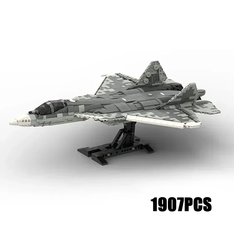 

Moc Building Bricks Military Model SU-57 Felon Combat Fighter Technology Modular Blocks Gifts Christmas Toys DIY Sets Assembly