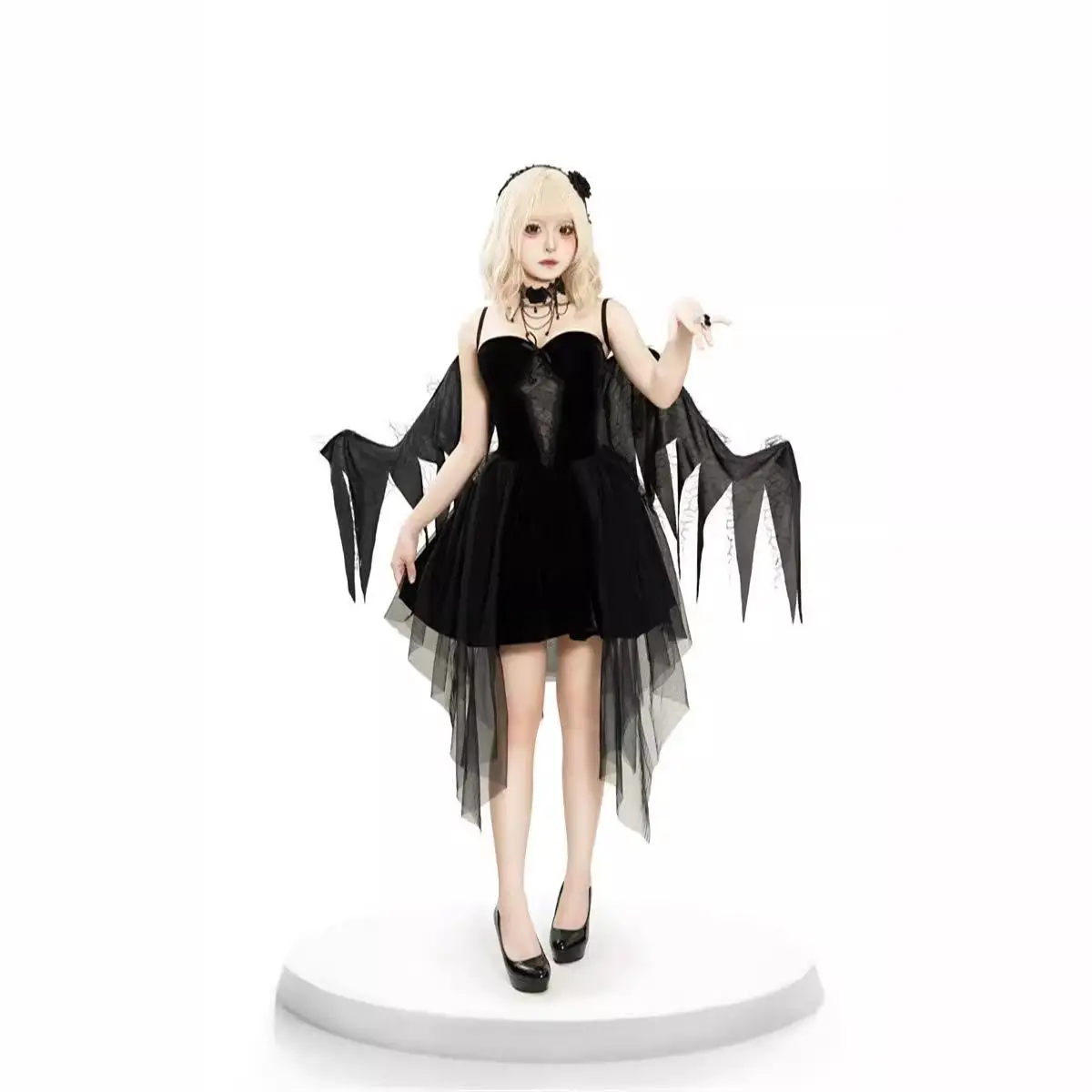 

Gothic Style Angel Costume Set Adult Halloween Performance Red Devil Outfit Dark Angel Cosplay Attire for Women