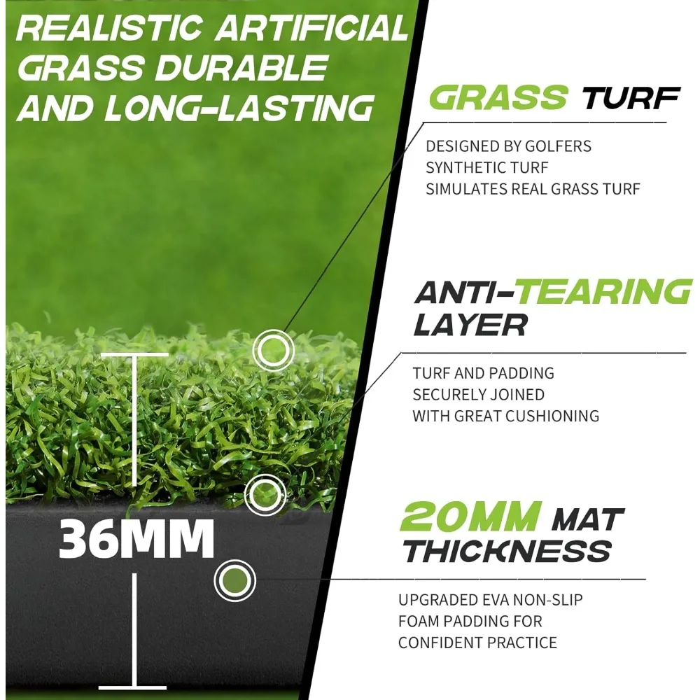 Golf Mat, Golf Hitting Mats Practice Outdoor Indoor, Artificial Turf Golf Practice Swing Mats