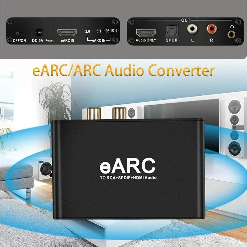 192KHz HDMI eARC ARC to RCA Audio Converter eARC HDMI Extractor Only Audio For Dobly DTS AC3 LPCM TV Optical Coaxial extractor image 4