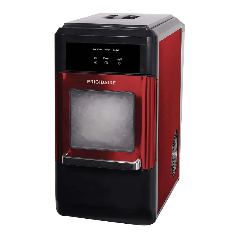 

EFIC237-SSRED Countertop Crunchy Chewable Nugget Ice Maker, 44lbs per Day, 9.8"D x 16.1"W x 19"H, Red Stainless