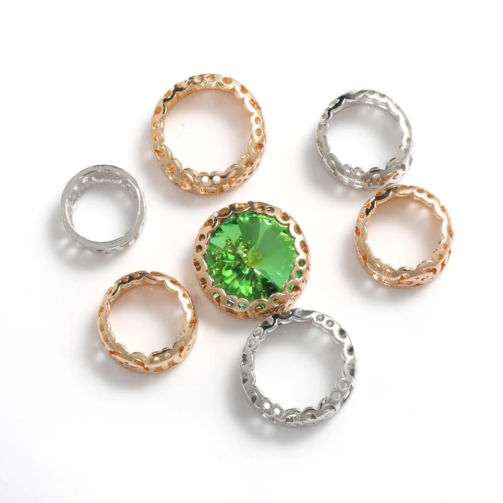 8-14mm Thicken Copper Material Sewing Claws Round Rhinestone Frame Hollow Out Golden Color Claws Fancy Stones Base Container