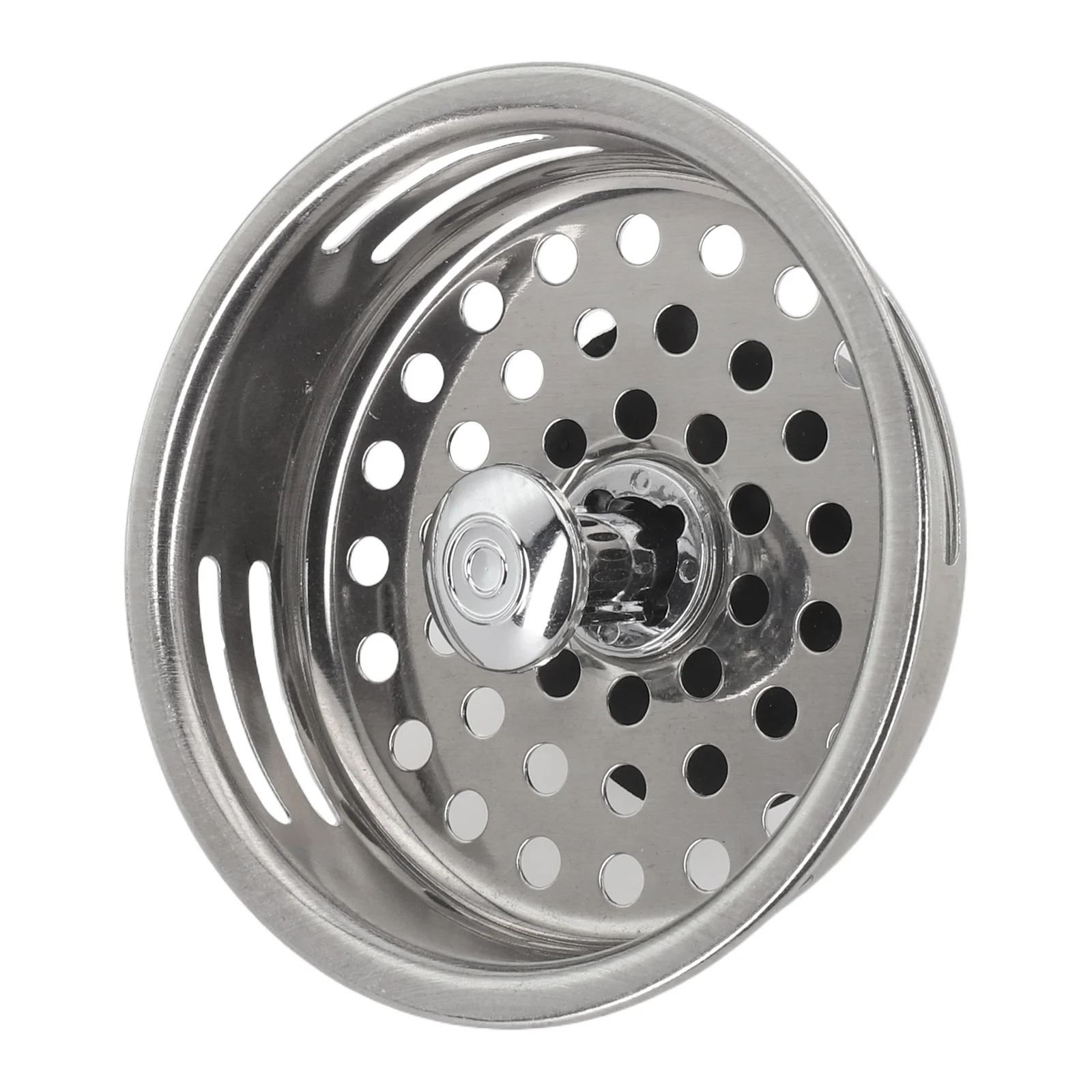 85mm Kitchen Sink Drain Strainer Made from 304 Stainless Steel with Chrome-Plated Plastic Body and Integrated Rubber Washer