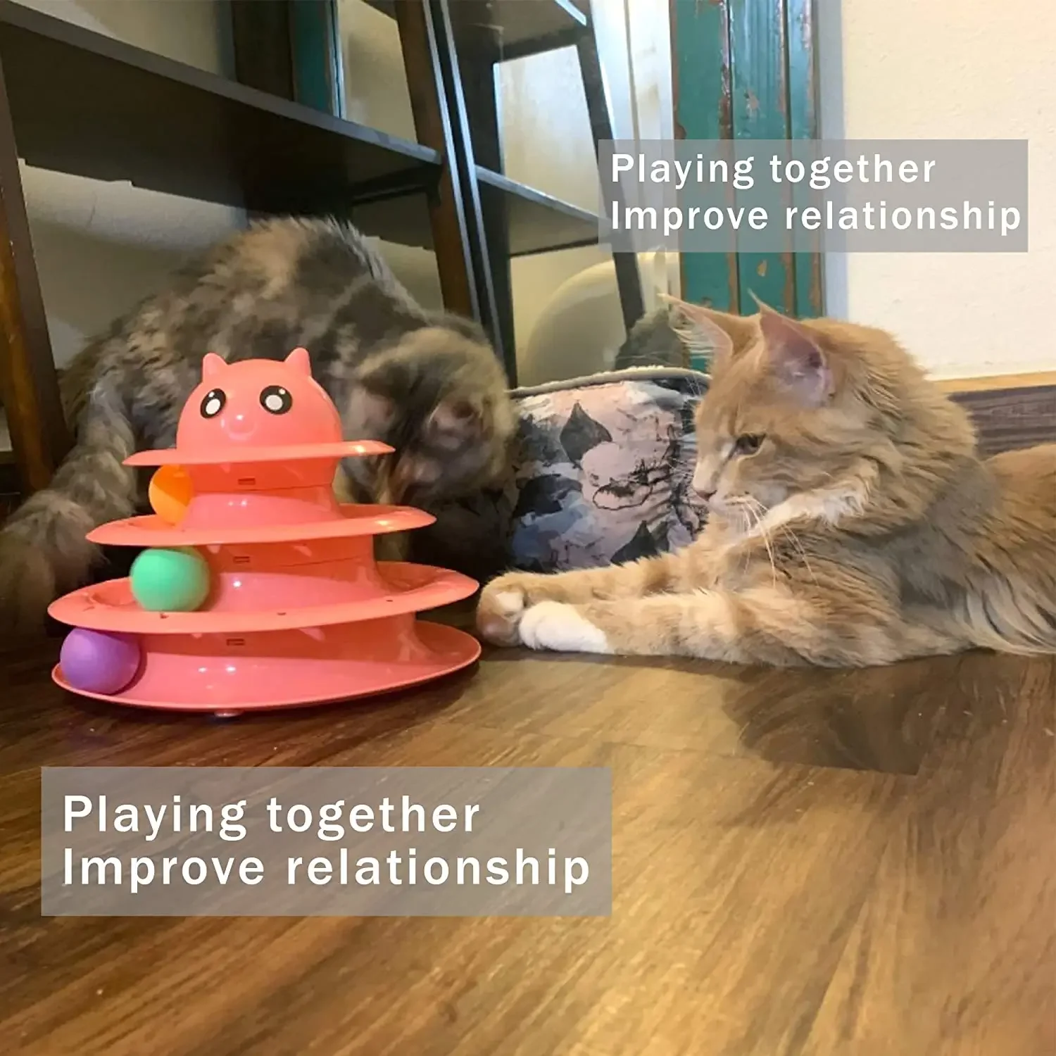 Interactive Cat Tower Toy 3 Levels Track Disc Roller Turntable for Pet Cat Play Games Kitten Teaser Puzzle Toys Ball Accessories