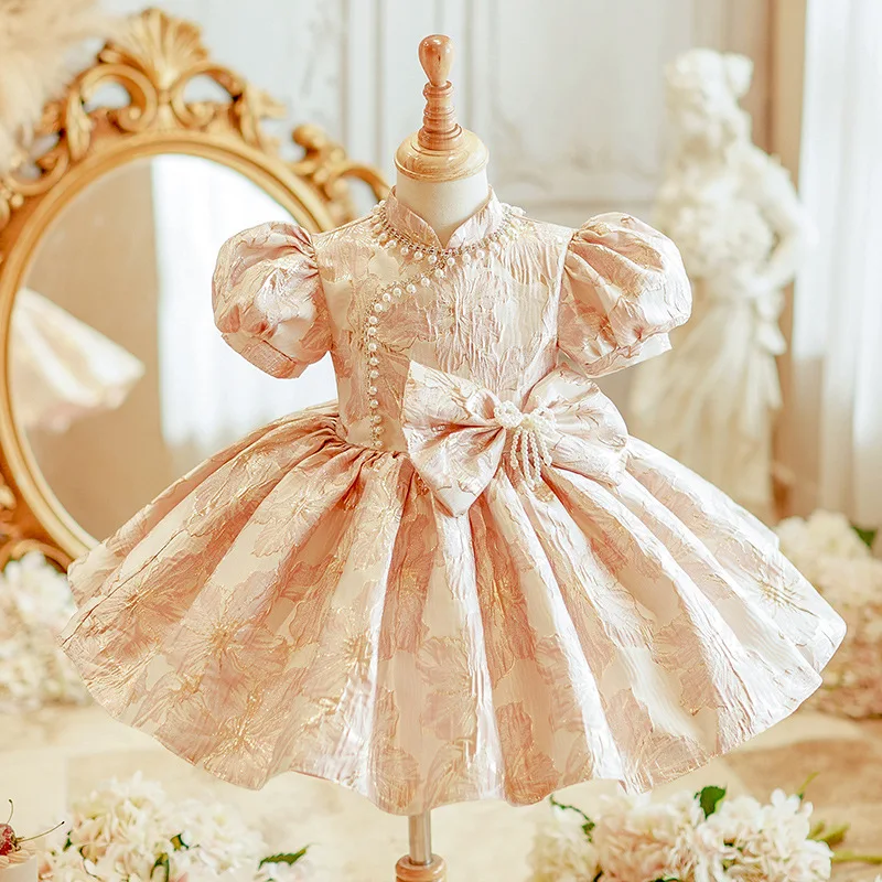 High-End Children's Formal Dress for One-Year-Old Girl Baby Flower Girl Birthday Princess Dress Girl Qipao Dress Infant Toddler