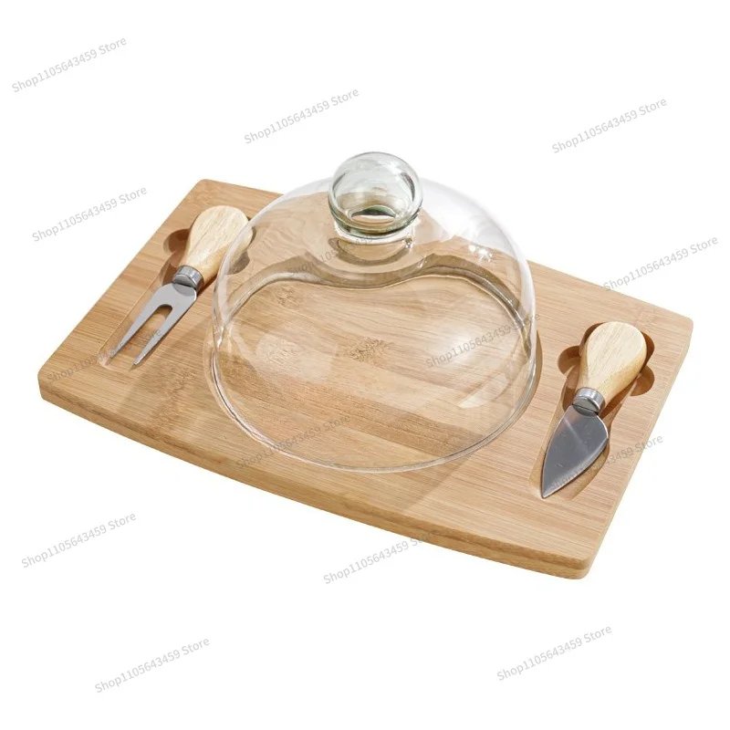For Rectangle Glass Butter Box with Knife and Fork Cream Knife Holder Multifunctional Storage Holder