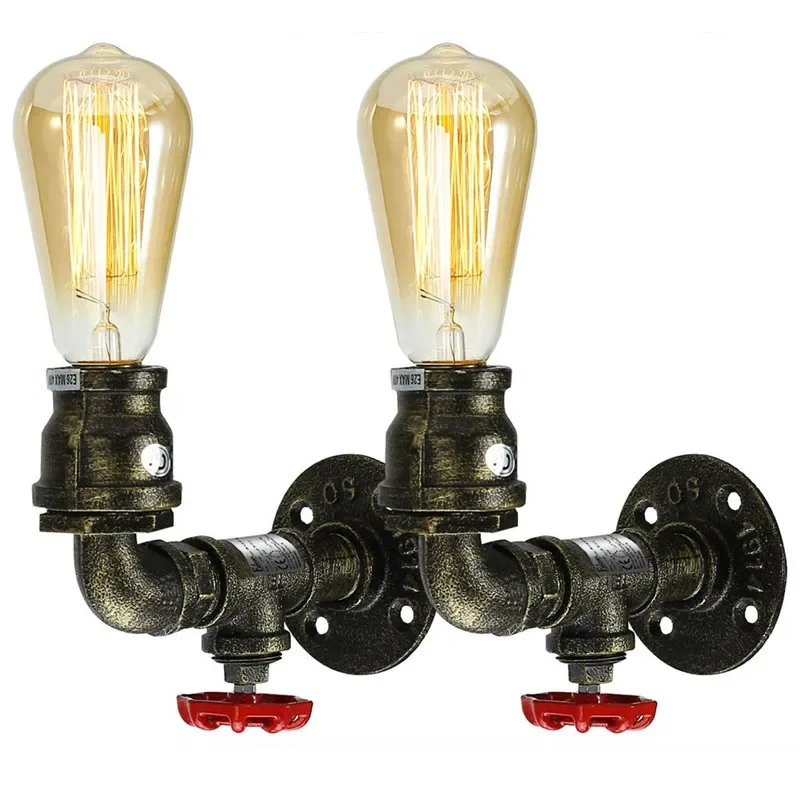 

Loft American Retro Wall Lights Bar Cafe Aisle Balcony Wall Decoration Wrought Iron Pipe Wall Lamp Light Fixtures