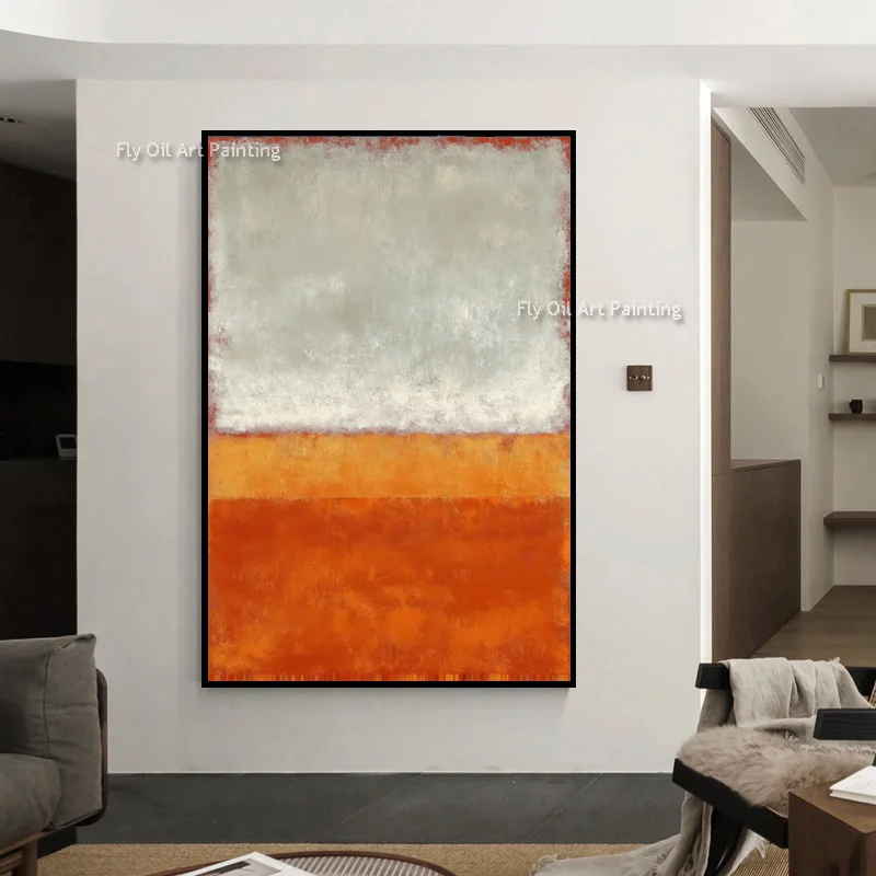 Special Artwork Red Grey Abstract Canvas Oil Painting Hand Drawn Yellow White Minimalism Design Wall Art For Room Decor As Gift