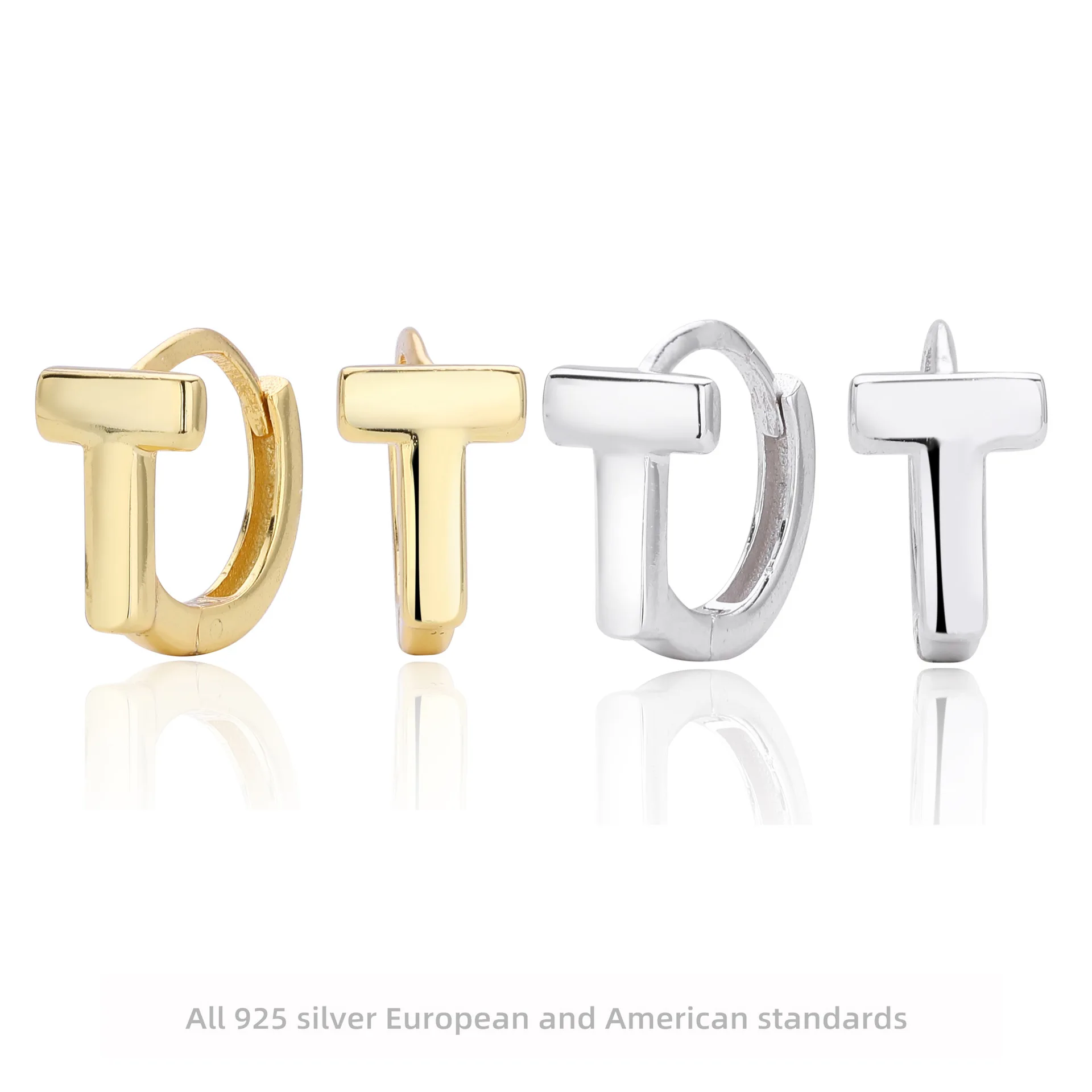 Withered Jewelry Earrings Women's Earrings Ear Cuffs S925 Pure Silver Ear Buckle Smooth T-shaped Female