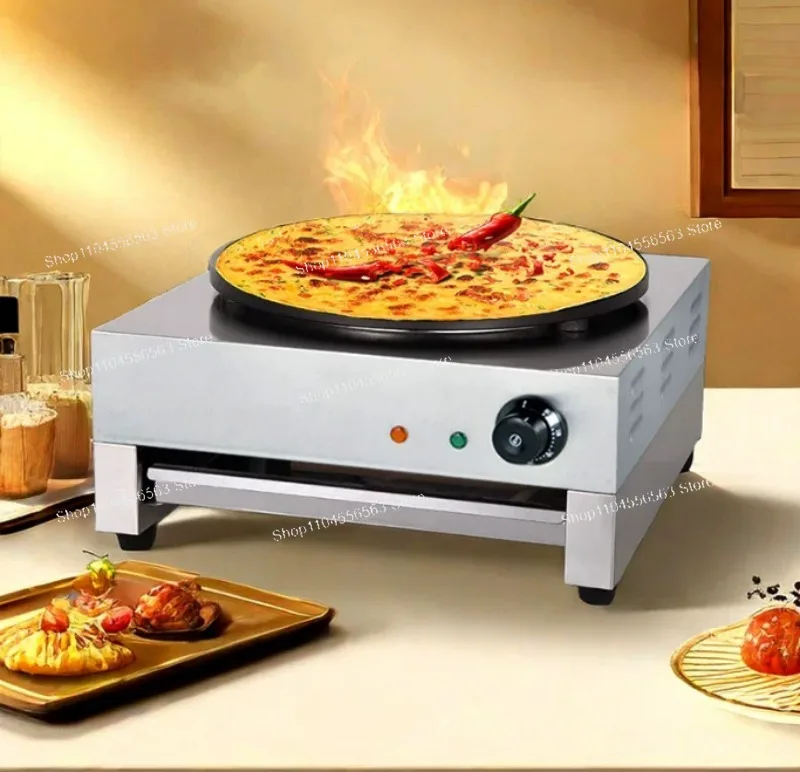 3000W Commercial Pancake Machine 40cm Non-Stick Crepe Maker, Gas/Electric Heating Double Head Crepe Pan for Restaurant
