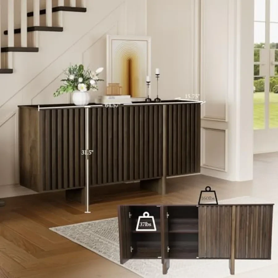 Wooden Buffet Cabinet for dining room, solid wood, natural finish, spacious storage and elegant design