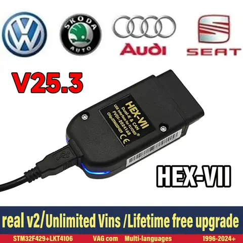 VCDSCAN 무제한 VIN 자동 스캔 com 진단 도구 VAG 코딩 COM HEX Real V2 STM32F429 V25.3 For VW AUDI Skoda Seat