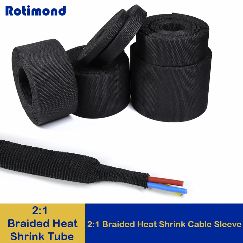 Braided Cable Sleeve Heat Shrink Tube 6/8/10/12mm Insulation Flam Retardant PET Auto Line Organizer Wire Wrap Sheath Protection