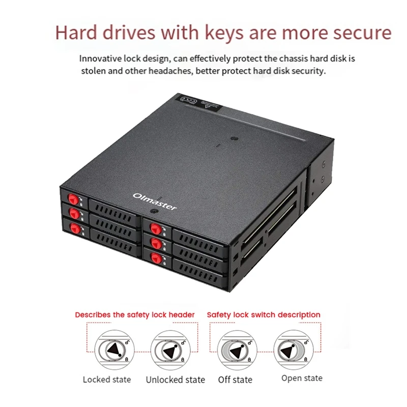 Imagem -06 - Oimaster-hard Disk Enclosure Rack 6-bay 2.5 Sata Ssd Hdd Enclosure Mobile Rack Armazenamento de Dados para 5.25 Drive Bay