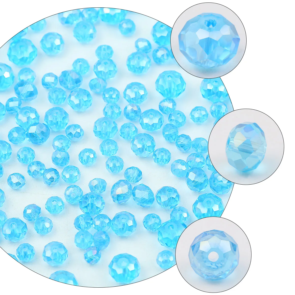 Lake Blue Faceted Flat Round Austrian Crystal Loose Spacers Beads For Jewelry Making DIY Charms Accessories 20-200pcs 2-10mm