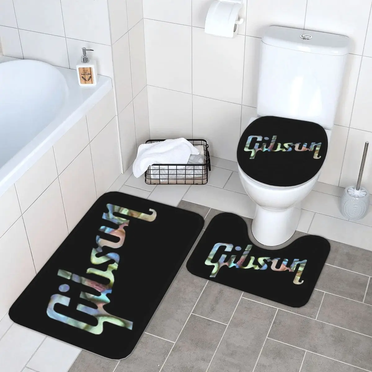 

Gibson Les Paul 3 Pcs Bath Mat Bathroom Set Toilet Lid Cover Home Decor Non-Slip Carpet Floor Rug