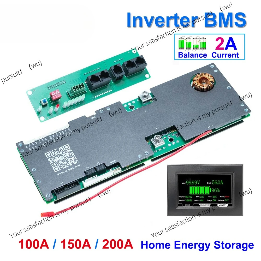 

Инвертор накопителя энергии BMS Parallel 2A Active Balance JiKong Smart Bluetooth CAN RS485 RS232 8-16S Аккумулятор для кемпинга